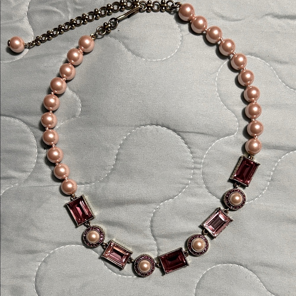 Heidi Daus Pink and Gold Beaded station necklace - Picture 2 of 6